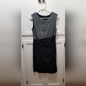 Black and gray wrap dress